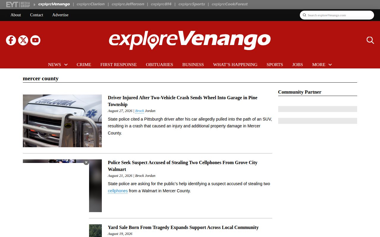 ExploreVenango Mercer County crime news archive for regional arrest and court reporting