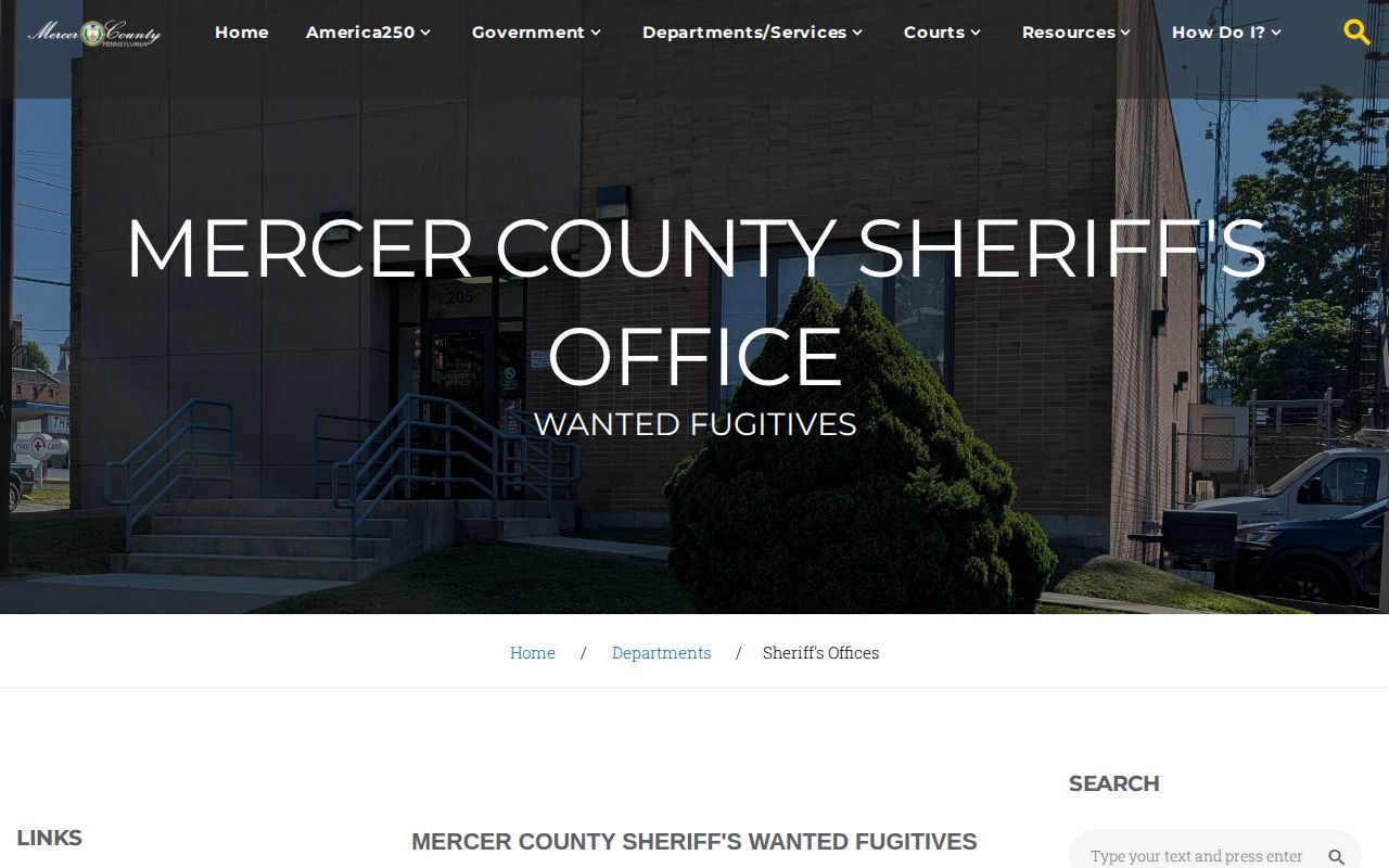 Mercer County wanted fugitives official notice showing no current postings