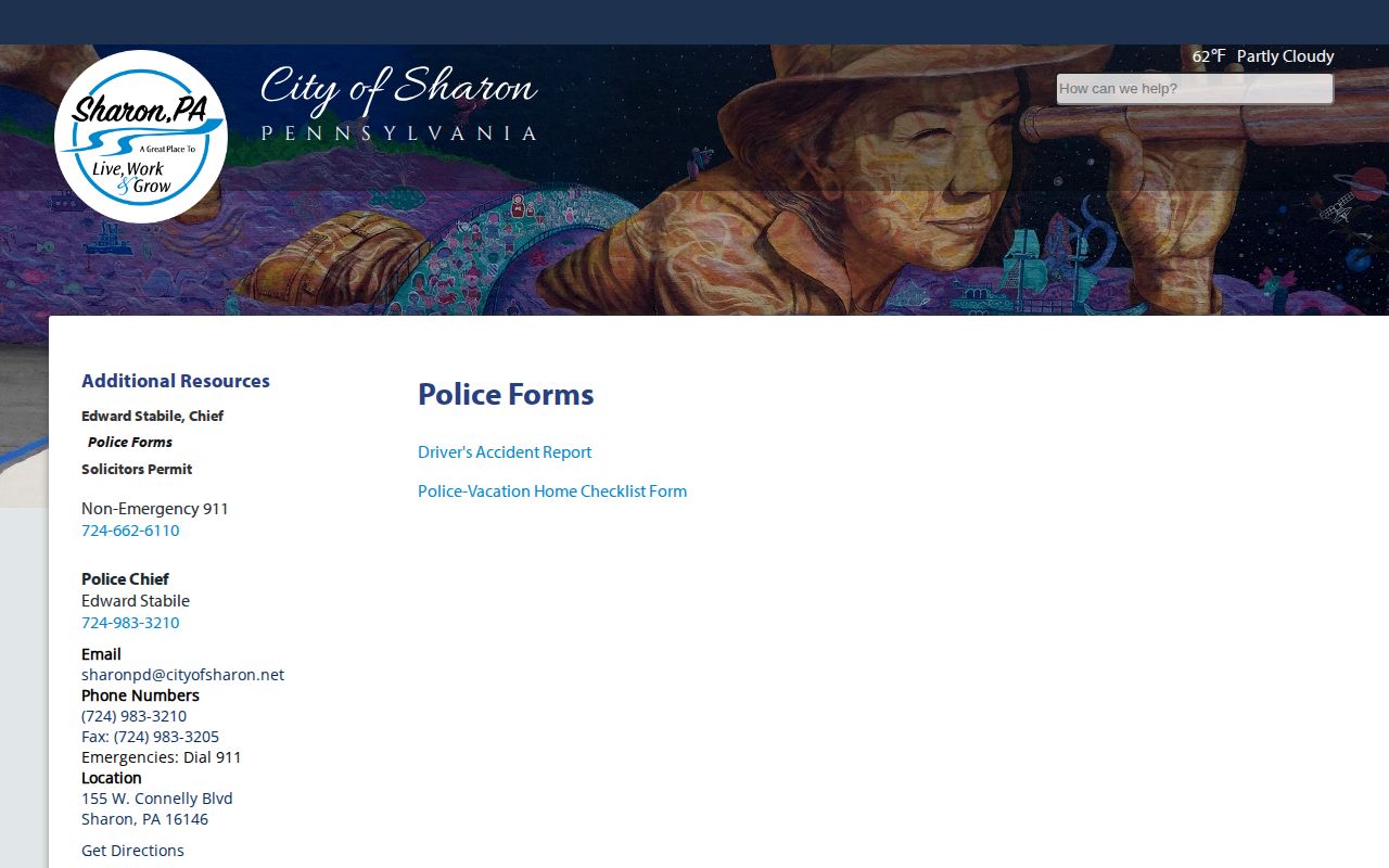 Mercer County Sharon Police arrest-record forms page